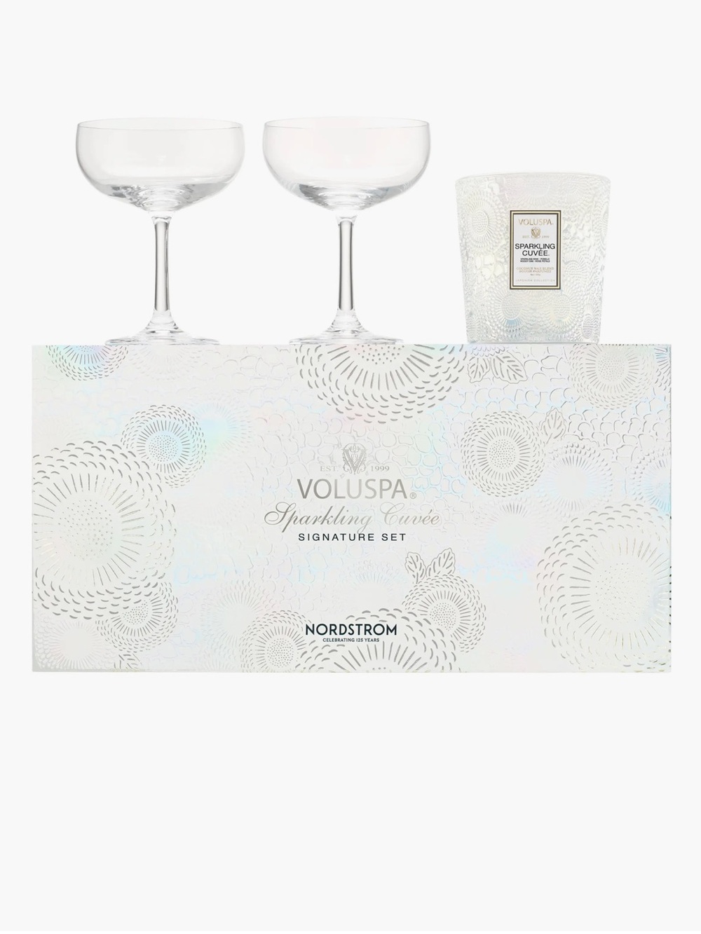 Voluspa Sparkling Cuvée Signature Candle & Glass Set